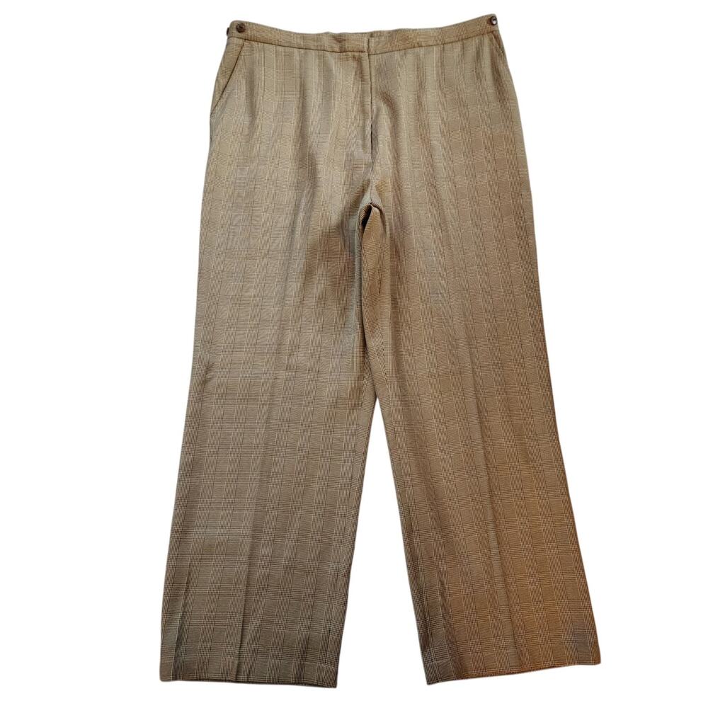 Westbound Womens Dress Pants Size 18 Beige Brown Glen Plaid Wide Straight Leg